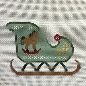 Holiday Sleigh Hand Painted Cross Stitch Canvas